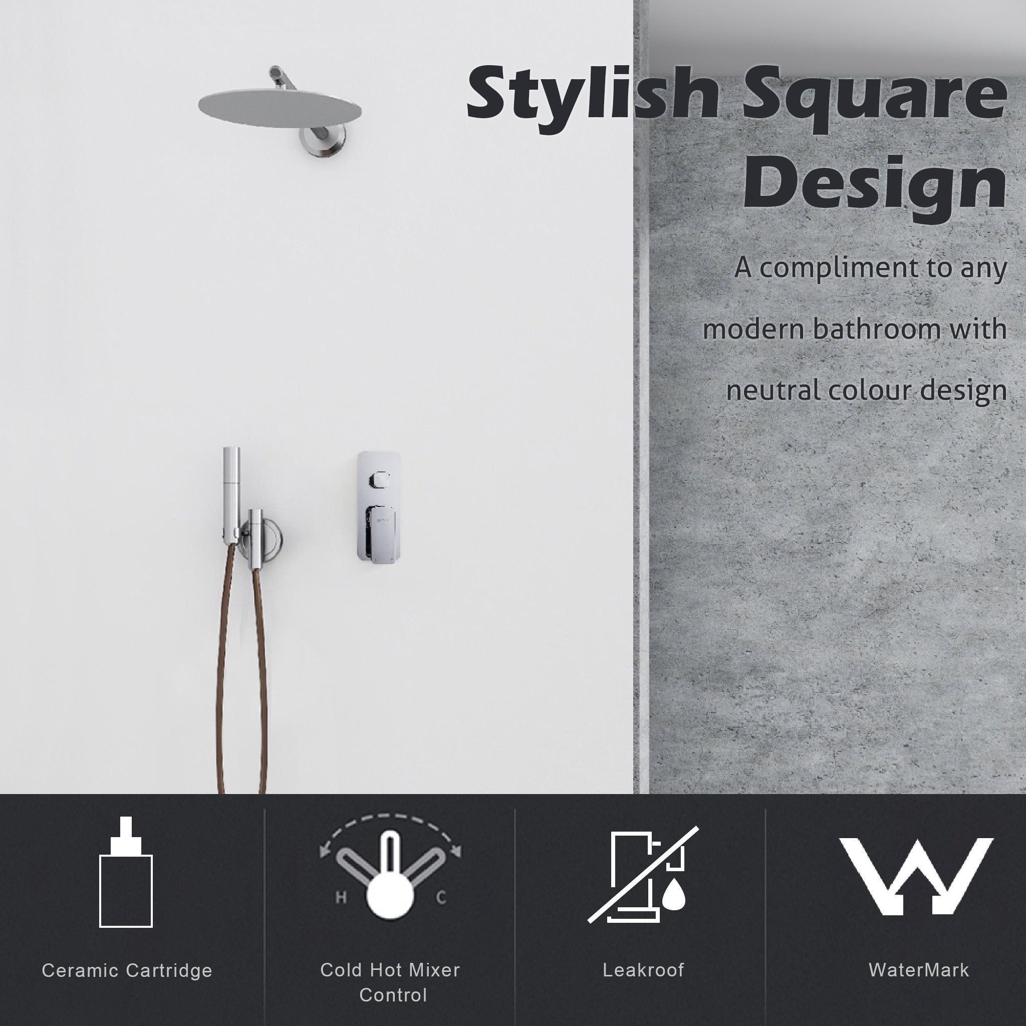 VIVA Shower Bath Mixer with Divertor Tapware Arova