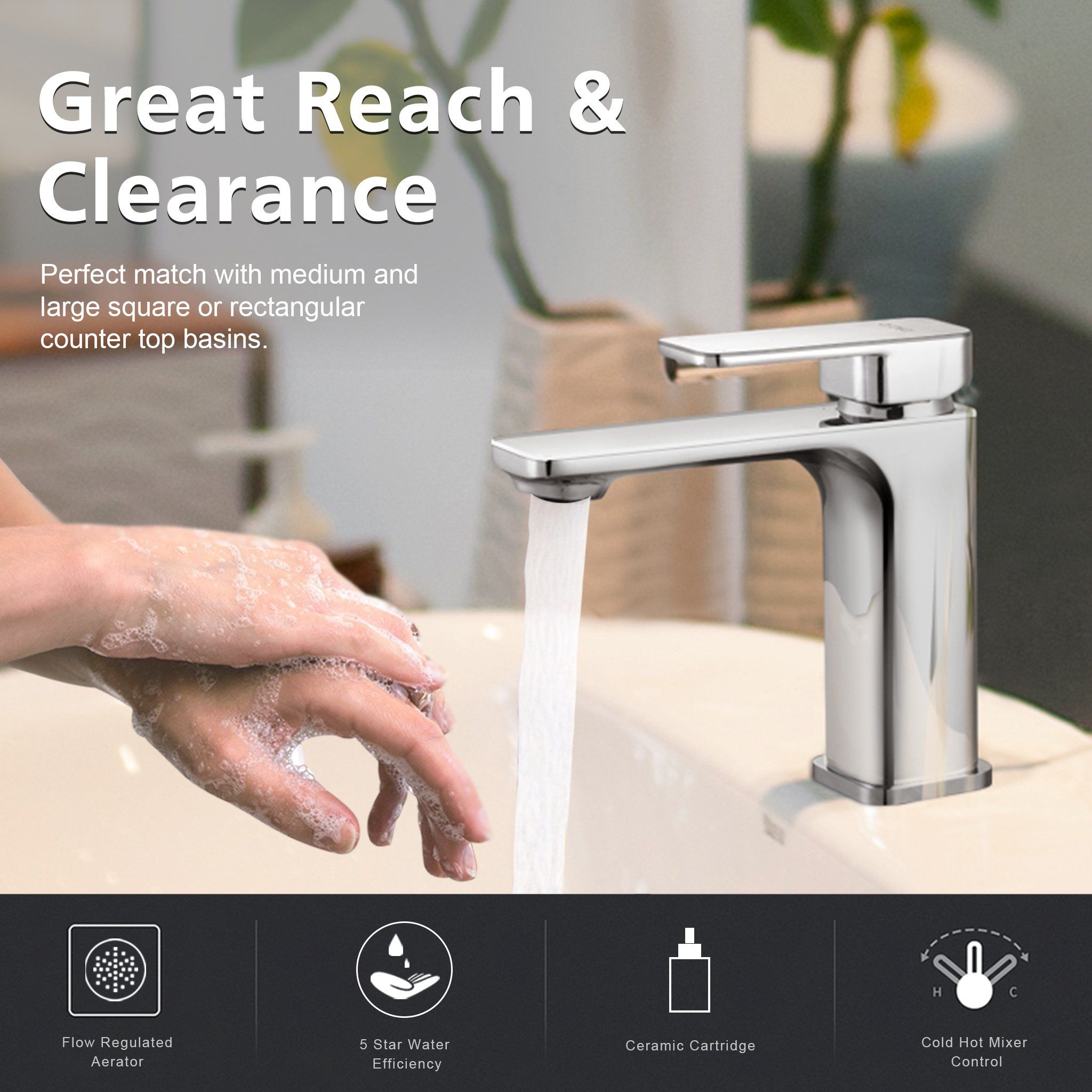 VIVA Square Basin Mixer Chrome - BT-201C Tapware Arova