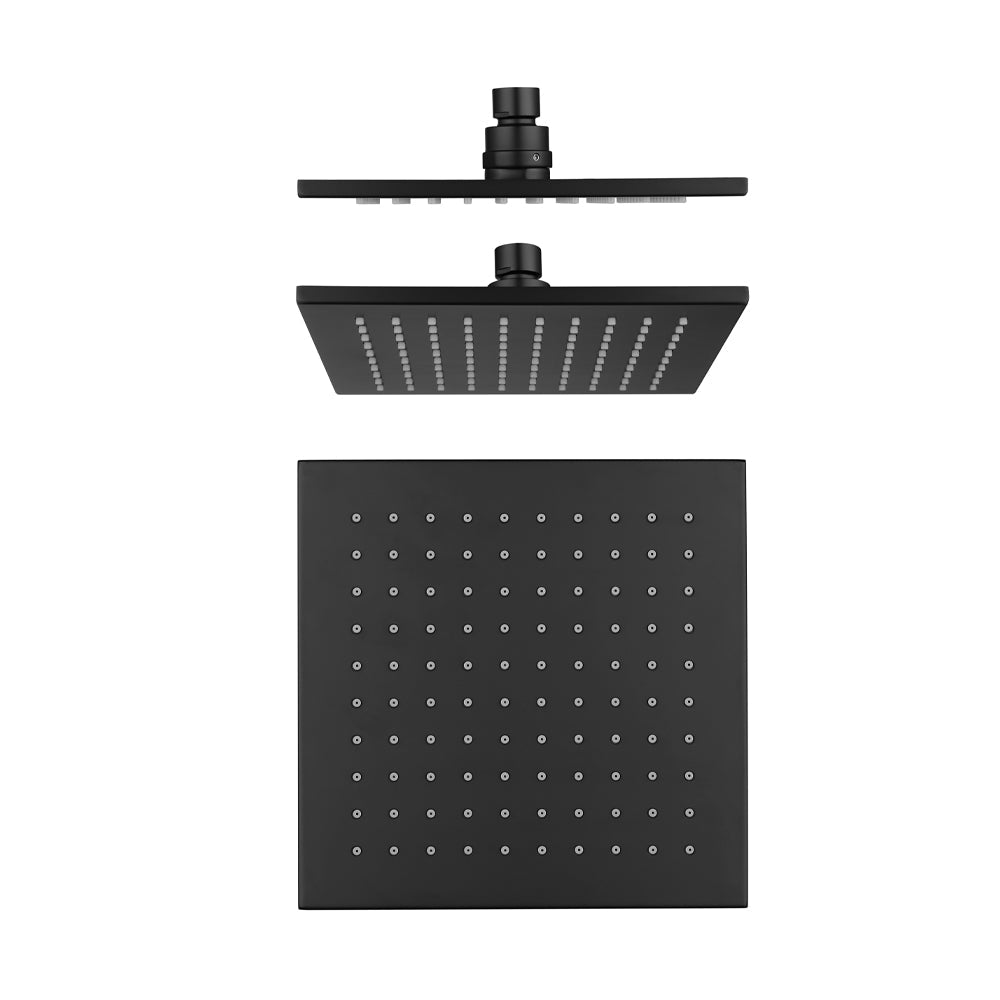 VIVA Square Shower Head 200mm Matte Black Showers Arova