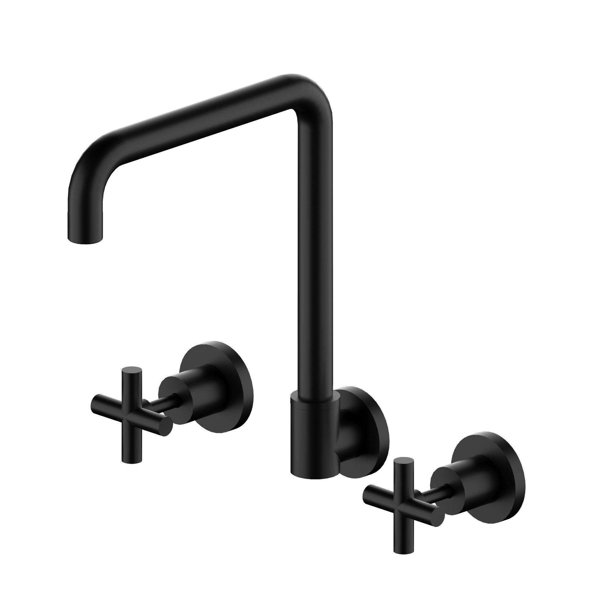 X Plus Wall Kitchen Set Swivel Spout Matte Black YSW2016-07-MB Tapware Nero