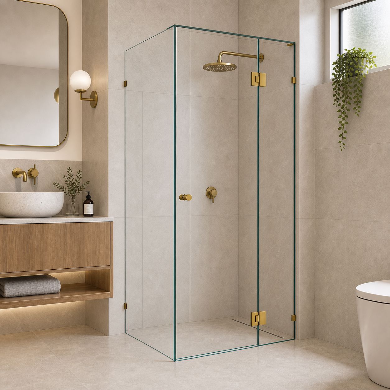 1050mm Frameless Corner Shower Screen Shower Screens Arova 