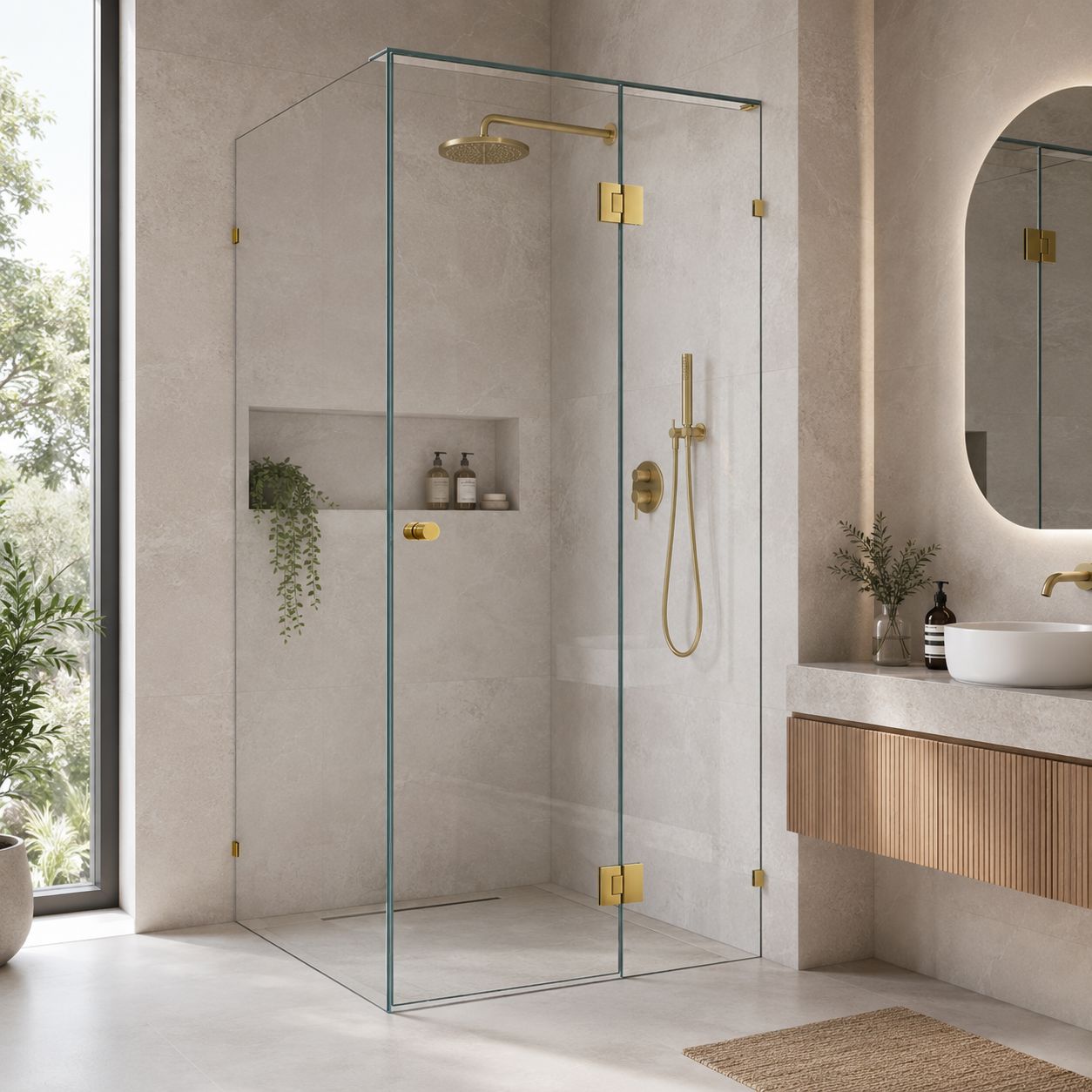 1150mm Frameless Corner Shower Screen Shower Screens Arova 