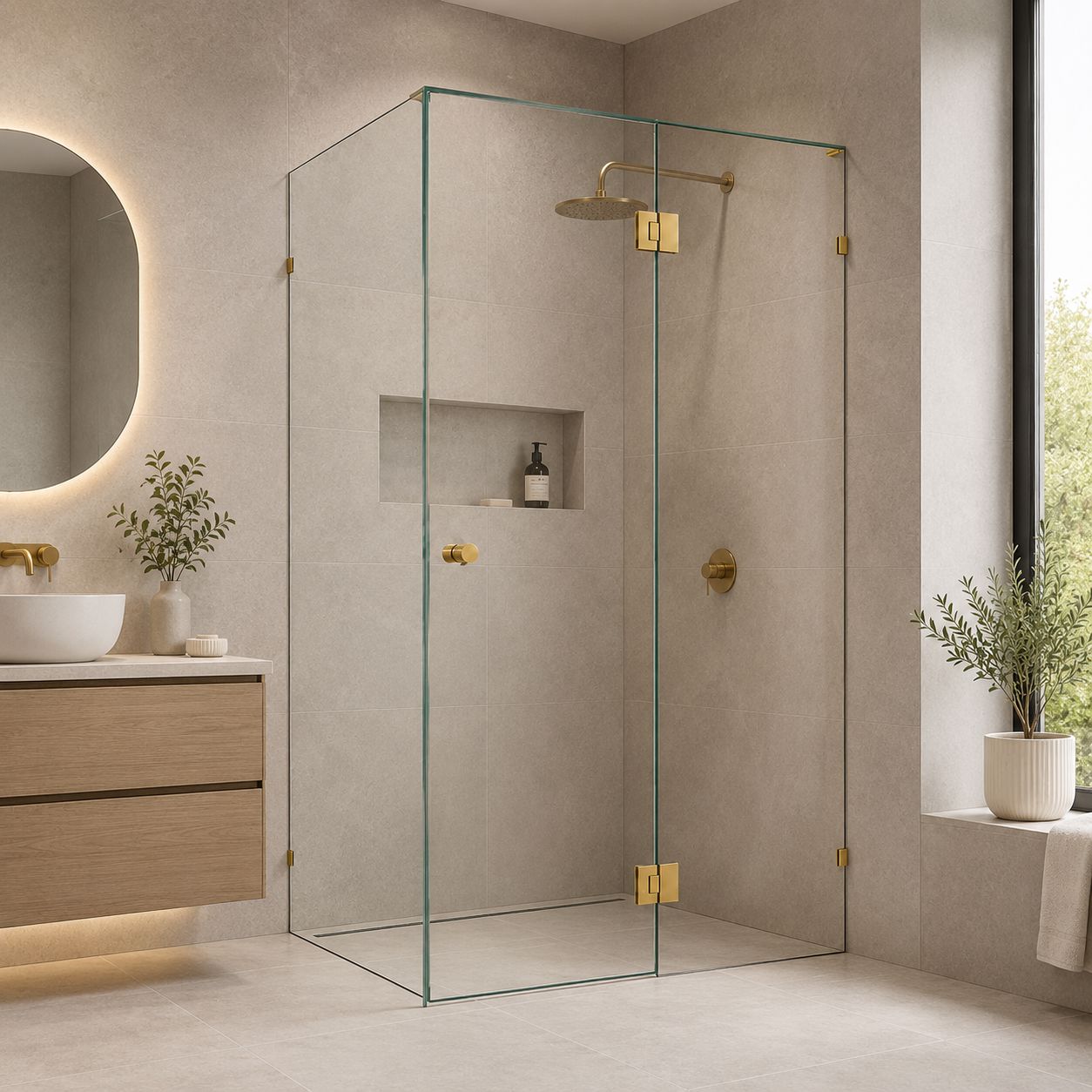 1350mm Frameless Corner Shower Screen Shower Screens Arova 