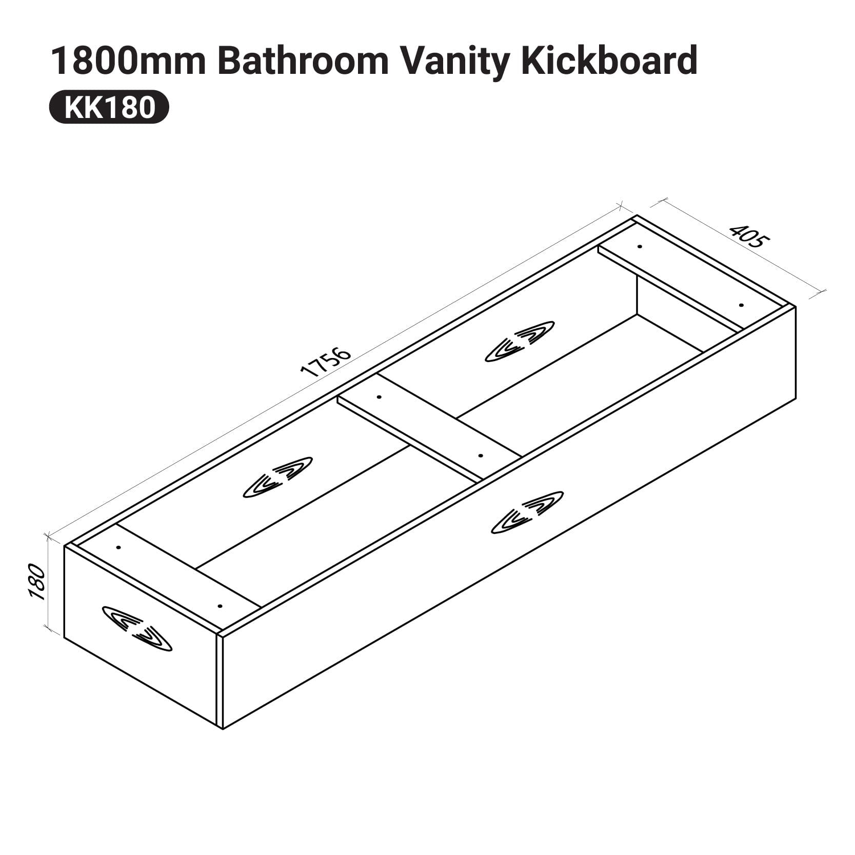 1800mm Oak Timber Vanity Kickboard Vanity Kicker Arova 