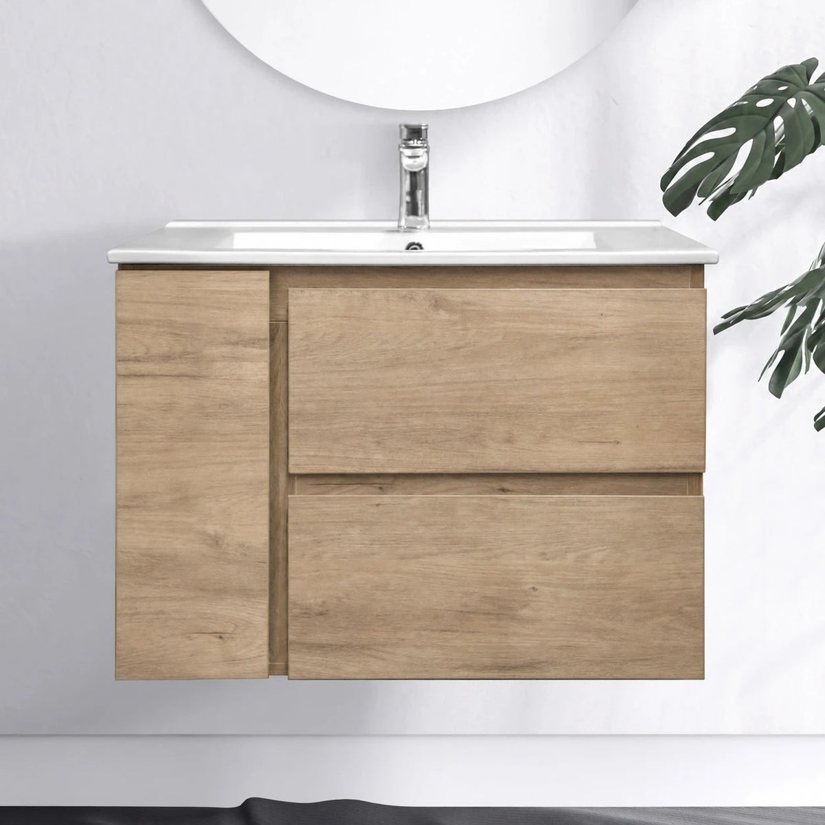 ALBANY 750mm Oak Timber Wall Hung Vanity Vanities Arova 