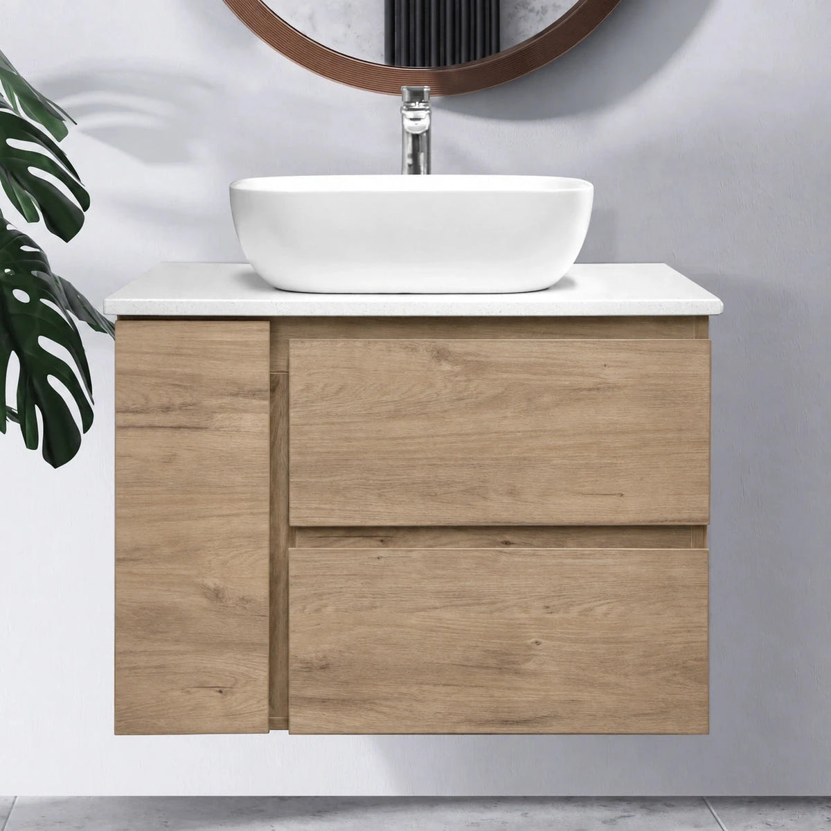 ALBANY 750mm Oak Timber Wall Hung Vanity Vanities Arova 