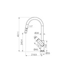 Bianca Pull Out Sink Mixer With Vegie Spray Function Brushed Nickel NR321508BN Tapware Nero 
