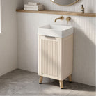 Clearance - Lexi 400mm Fluted Freestanding Small Vanity Almond Vanities Arova 