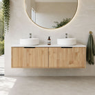 Clearance - Somer 1500mm Timber Wall Hung Bathroom Vanity - Double Bowl Vanities Arova 