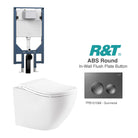 Curve52 Wall Hung Rimless Tornado Toilet Package - R&T Cistern & ABS Round Button Arova Curve52 Ergonomic Wall Hung Toilet Pan CST003 - R&T In Wall Toilet Cistern Gunmetal
