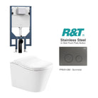 Edge52 Rimless Tornado Wall Hung Toilet Package - R&T Cistern & Stainless Steel Button Arova Edge52 Ergonomic Wall Hung Toilet Pan CST003 - R&T In Wall Toilet Cistern Gunmetal