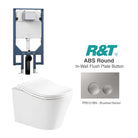 Edge52 Wall Hung Rimless Tornado Toilet Package - R&T Cistern & ABS Round Button Arova Edge52 Ergonomic Wall Hung Toilet Pan CST003 - R&T In Wall Toilet Cistern Brushed Nickel
