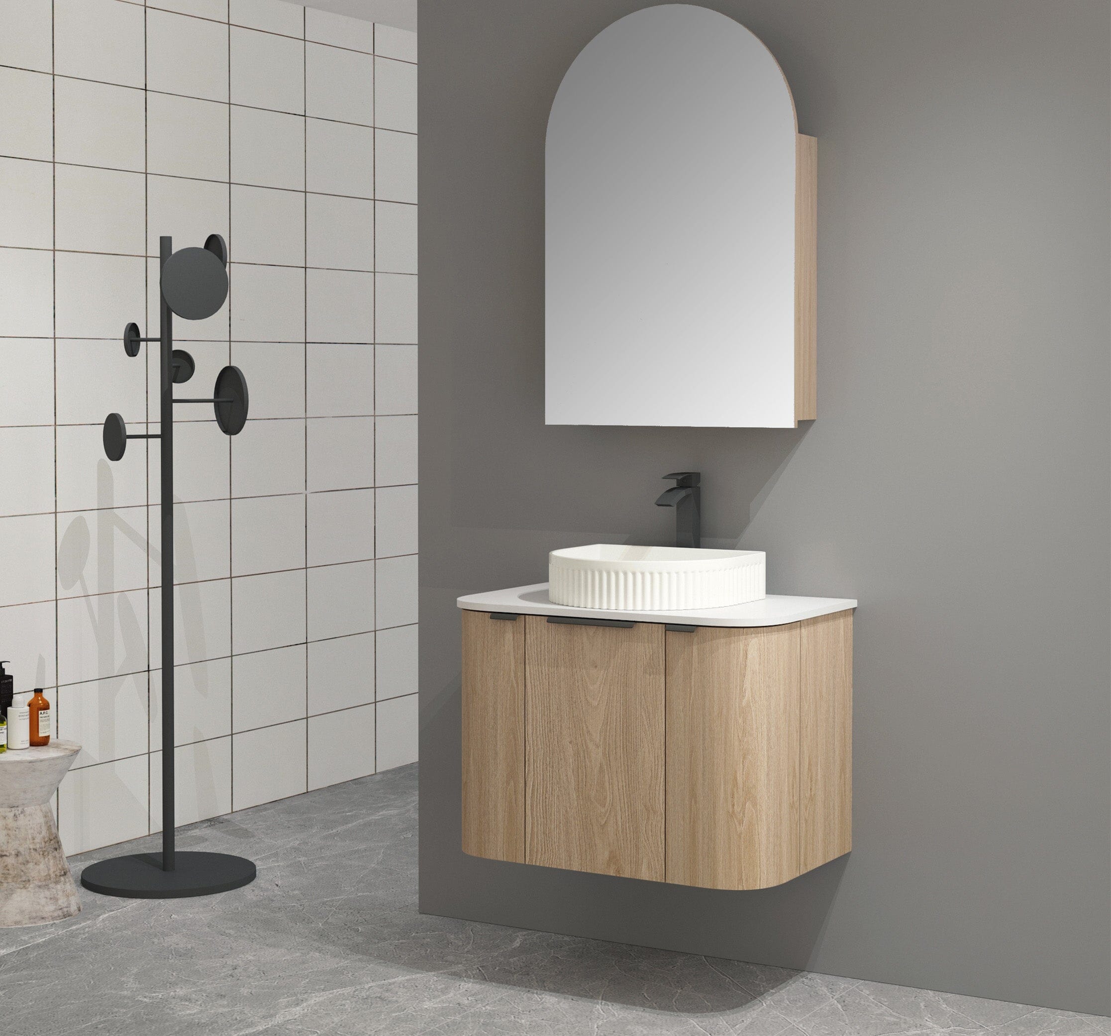 Ellie 750mm Curved Wall Hung Vanity + Luxe Stone Top Arova