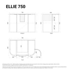 Ellie 750mm Curved Wall Hung Vanity Vanities Arova
