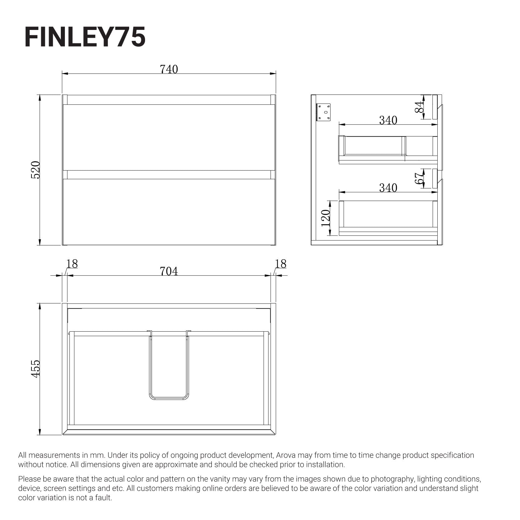 Finley 750mm Timber Wall Hung Bathroom Vanity Vanities Arova 