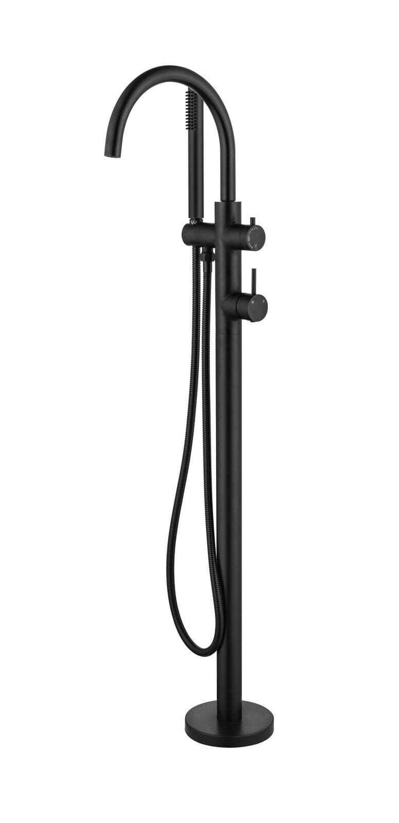 Floor Standing Bath Mixer with Hand Shower & Spout Bath Tub Filler Matte Black ECT Global Jess WT740K Tapware ECT 