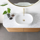 Halo 1200mm Curved Wall Hung Bathroom Vanity + Eira Stone Top Vanities Arova 