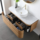Halo 1200mm Curved Wall Hung Bathroom Vanity + Natural Carrara Marble Top Vanities Arova 