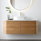 Halo 1200mm Curved Wall Hung Bathroom Vanity + Natural Carrara Marble Top Vanities Arova 