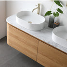 Halo 1500mm Curved Wall Hung Bathroom Vanity + Luxe Stone Top Vanities Arova 