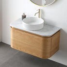 Halo 900mm Curved Timber Veneer Wall Hung Bathroom Vanity Vanities Arova 