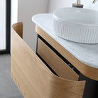 Halo 900mm Curved Wall Hung Bathroom Vanity + Eira Stone Top Vanities Arova 
