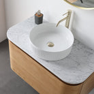Halo 900mm Curved Wall Hung Bathroom Vanity + Luxe Stone Top Vanities Arova 