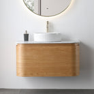 Halo 900mm Curved Wall Hung Bathroom Vanity + Luxe Stone Top Vanities Arova 