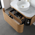 Halo 900mm Curved Wall Hung Bathroom Vanity + Natural Carrara Marble Top Vanities Arova 