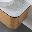 Halo 900mm Curved Wall Hung Bathroom Vanity + Natural Carrara Marble Top Vanities Arova 