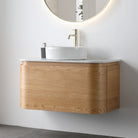 Halo 900mm Curved Wall Hung Bathroom Vanity + Natural Carrara Marble Top Vanities Arova 