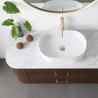 ICONA 1200mm Curved Fluted Wall Hung Bathroom Vanity Timber Veneer + Top Arova 