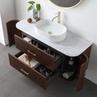 ICONA 1200mm Curved Fluted Wall Hung Bathroom Vanity Timber Veneer Vanities Arova 