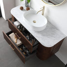 ICONA 1200mm Curved Fluted Wall Hung Bathroom Vanity Timber Veneer Vanities Arova 