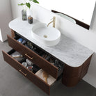 ICONA 1500mm Curved Fluted Wall Hung Bathroom Vanity Timber Veneer + Top Arova 