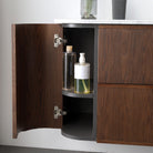 ICONA 1500mm Curved Fluted Wall Hung Bathroom Vanity Timber Veneer Vanities Arova 