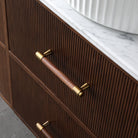 ICONA 900mm Curved Fluted Wall Hung Bathroom Vanity Timber Veneer + Top Arova 