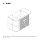 ICONA 900mm Curved Fluted Wall Hung Bathroom Vanity Timber Veneer Vanities Arova 