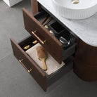 ICONA 900mm Curved Fluted Wall Hung Bathroom Vanity Timber Veneer Vanities Arova 