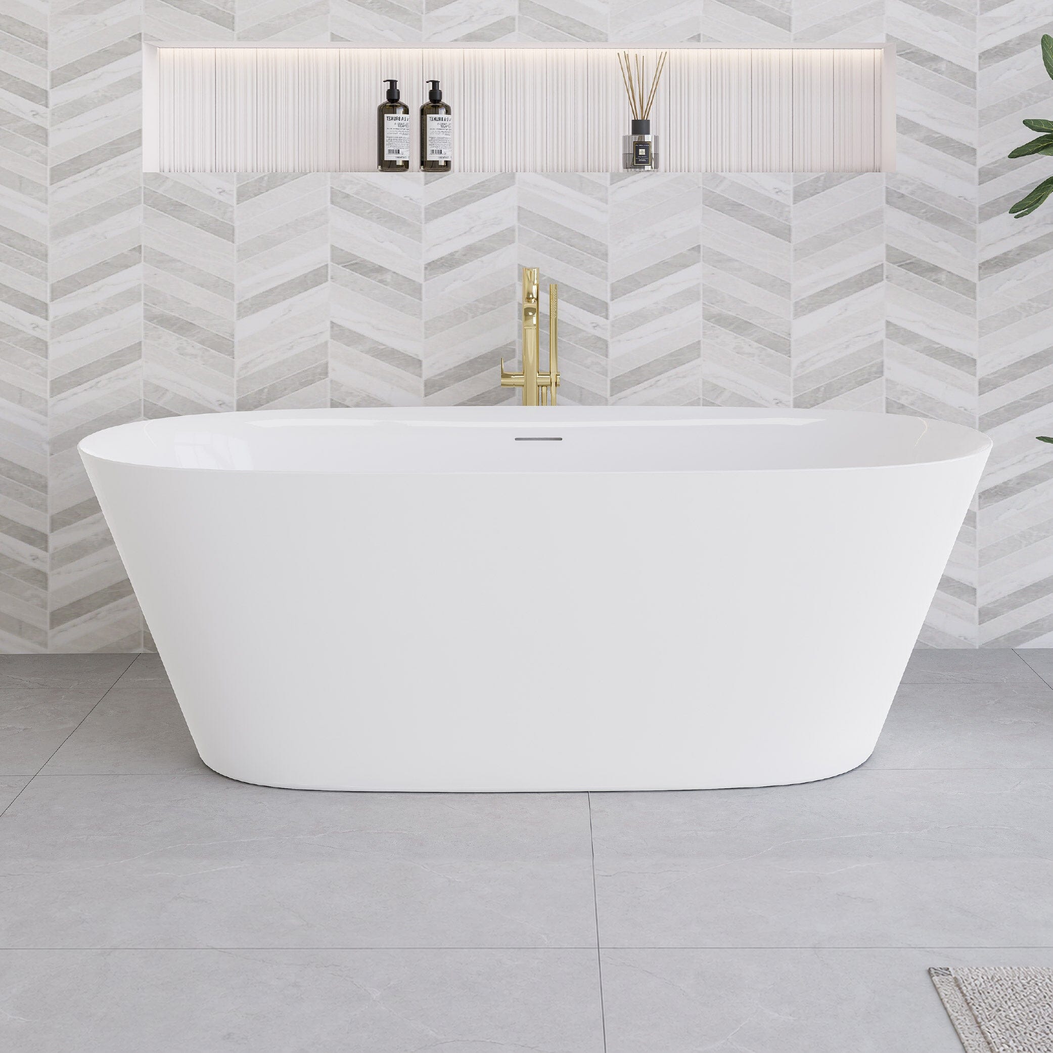 Knox 1700mm Oval Freestanding Acrylic Bathtub Gloss White Baths Arova 