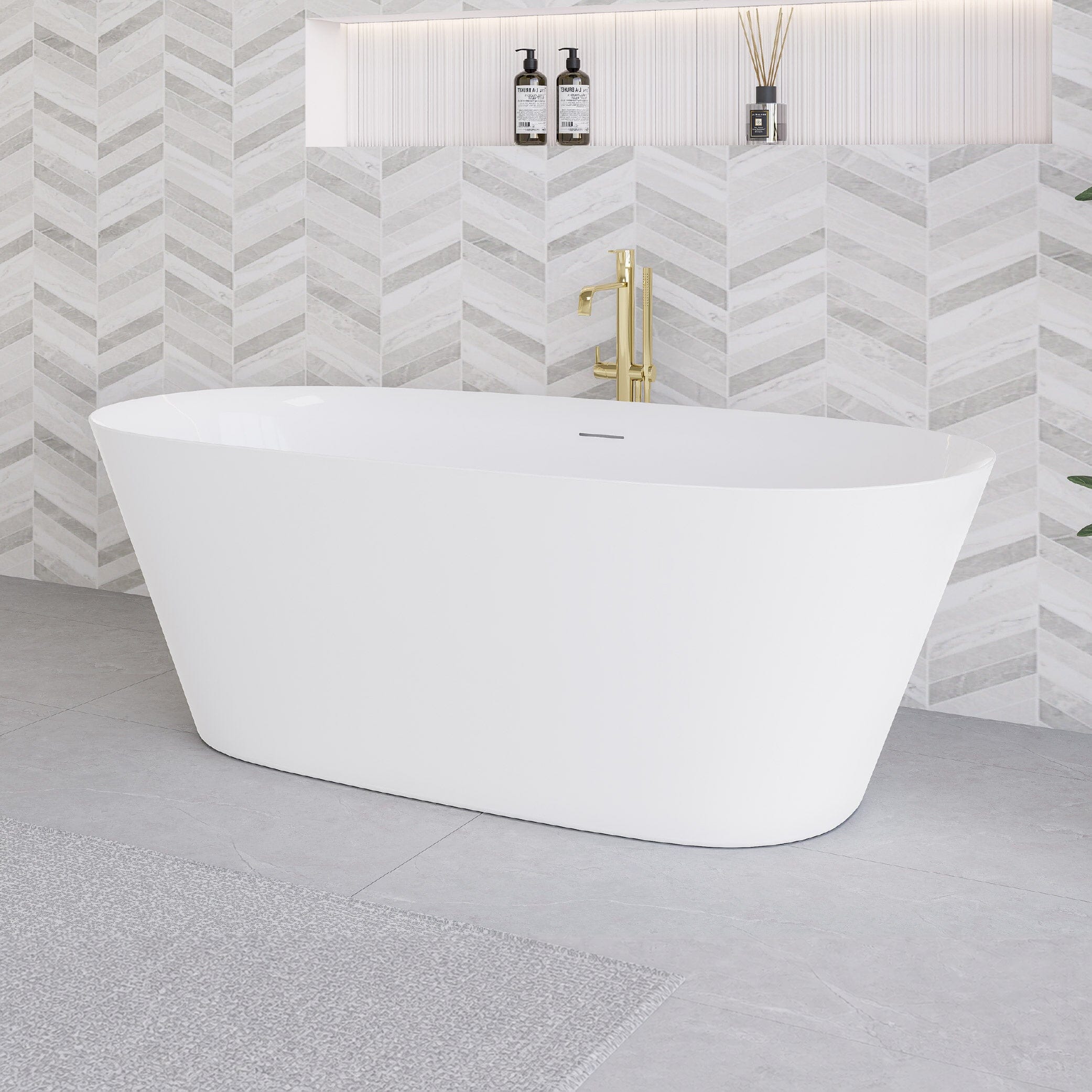 Knox 1700mm Oval Freestanding Acrylic Bathtub Gloss White Baths Arova 
