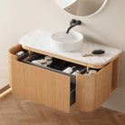 KODI 1200mm Curved Fluted Timber Veneer Wall Hung Bathroom Vanity + Top Arova 