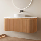 KODI 1200mm Curved Fluted Timber Veneer Wall Hung Bathroom Vanity + Top Arova 