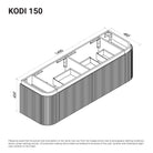 KODI 1500mm Curved Fluted Timber Veneer Wall Hung Bathroom Vanity + Luxe Stone Top Vanities Arova 