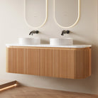 KODI 1500mm Curved Fluted Timber Veneer Wall Hung Bathroom Vanity + Top Arova 