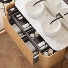 KODI 1500mm Curved Fluted Timber Veneer Wall Hung Bathroom Vanity + Top Arova 