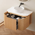 KODI 900mm Curved Fluted Timber Veneer Wall Hung Bathroom Vanity + Top Arova 