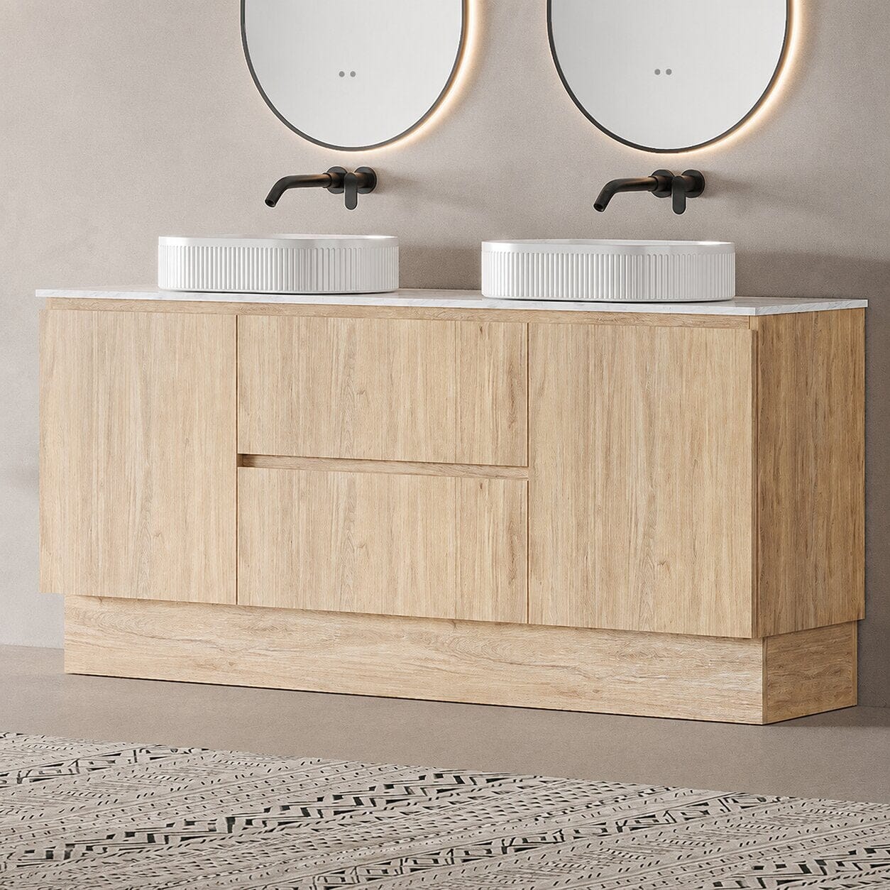 Lorne 1800mm Oak Timber Freestanding Bathroom Vanity Vanities Arova 