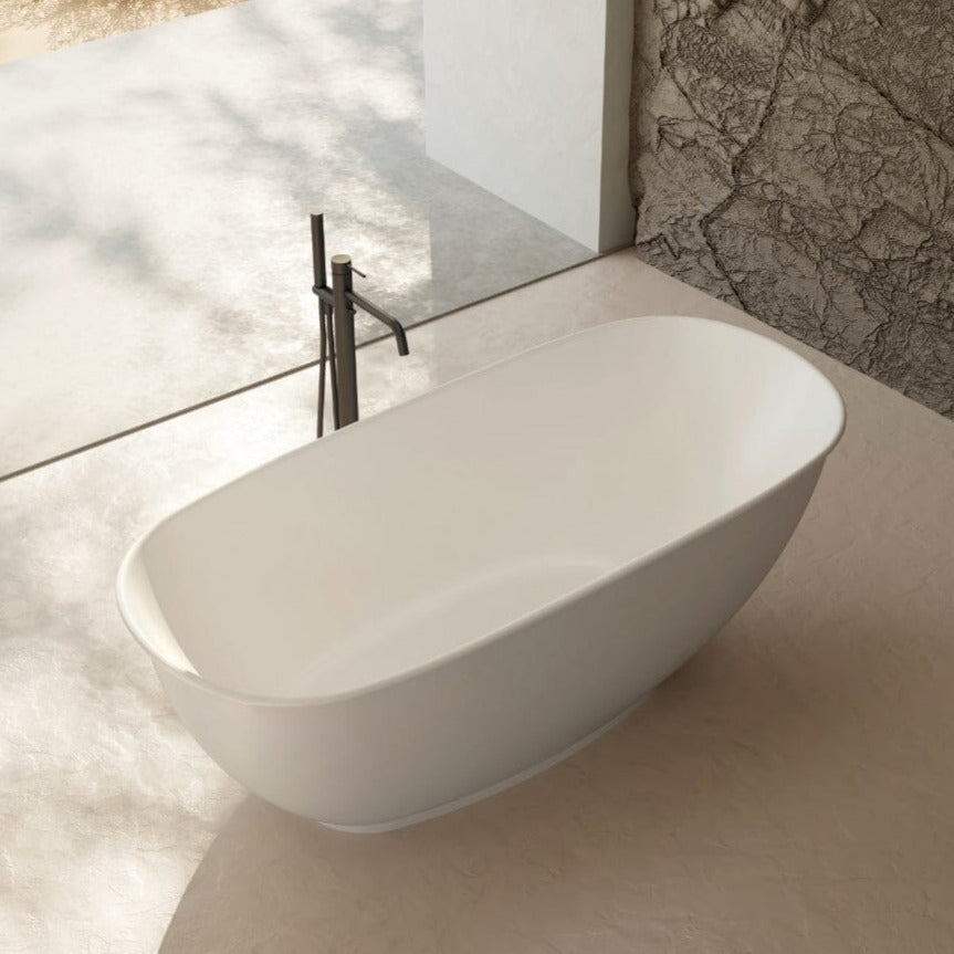LUCCI 1500mm Oval Freestanding Bathtub Matte White Baths AROVA 