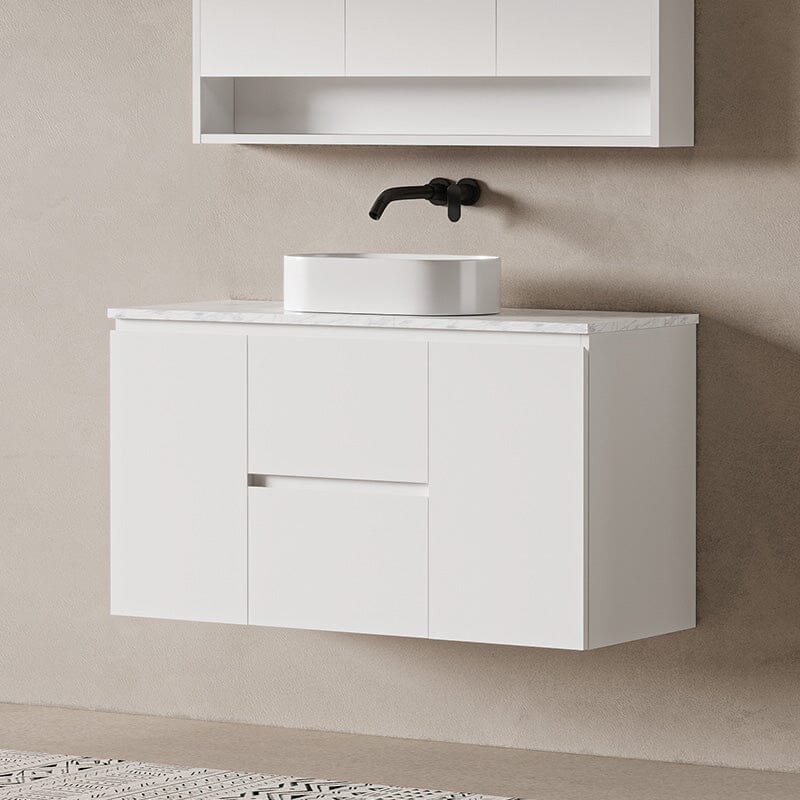 Lucia 1200mm Wall Hung Bathroom Vanity Matte White Vanities Arova 